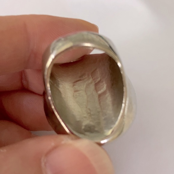 NWT Vintage 80’s/90’s solid cast ring with genuine ceramic floral cabochon - Picture 6 of 8